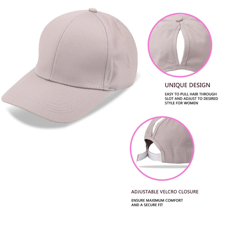 Bocianelli Criss Cross Hat Washed Distressed Baseball Cap Ponytail Hat High Messy Bun Ponycap for Women Plain-Black - Image 4